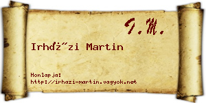 Irházi Martin névjegykártya